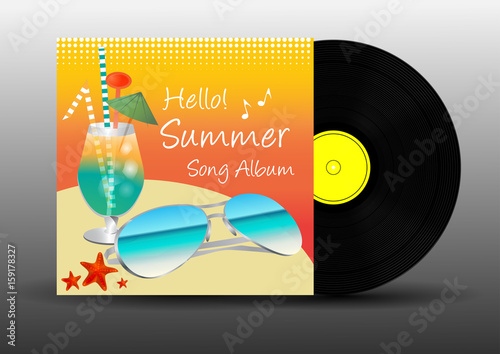 vinyl disc record summer song album vector