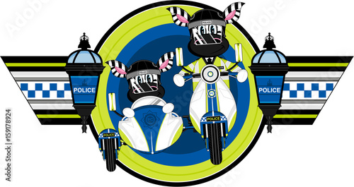 Cartoon Zebra Police on Scooter