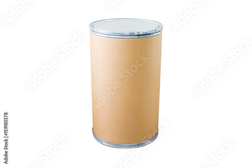 Schilderij op canvas Cylinder paper box with aluminum edge for inserts and chairs as well isolated on white background with clipping path