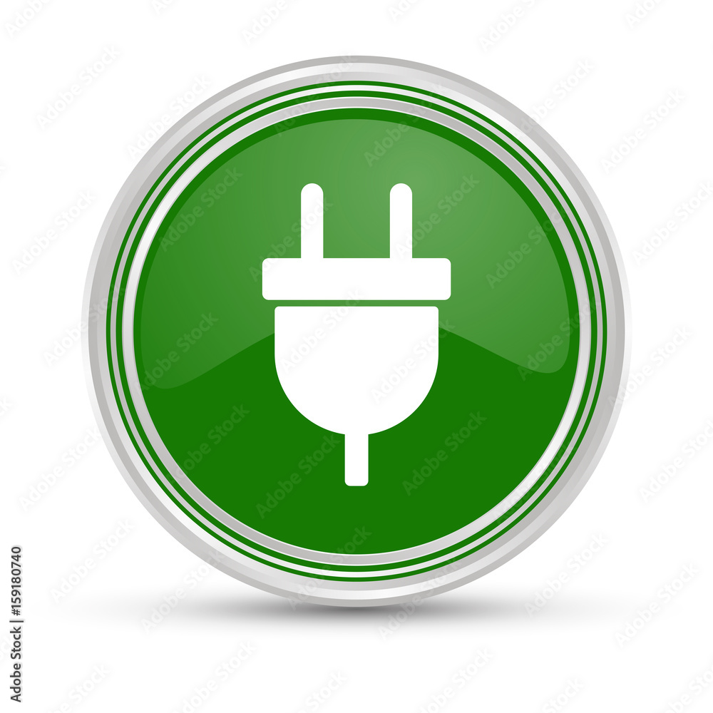 Grüner Button - Stecker - Strom - Steckdose Grüner Button - Stecker - Strom - Steckdose