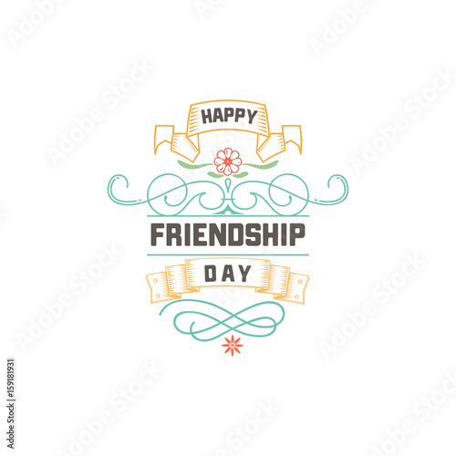 Happy Friendship day. Vector typographic colorful design. Badges for your holiday design postcards  posters.