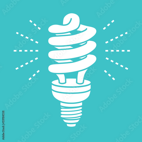 Energy saving light bulb glowing.