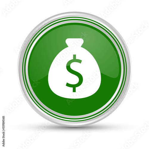 Grüner Button - Geldsack mit Dollar