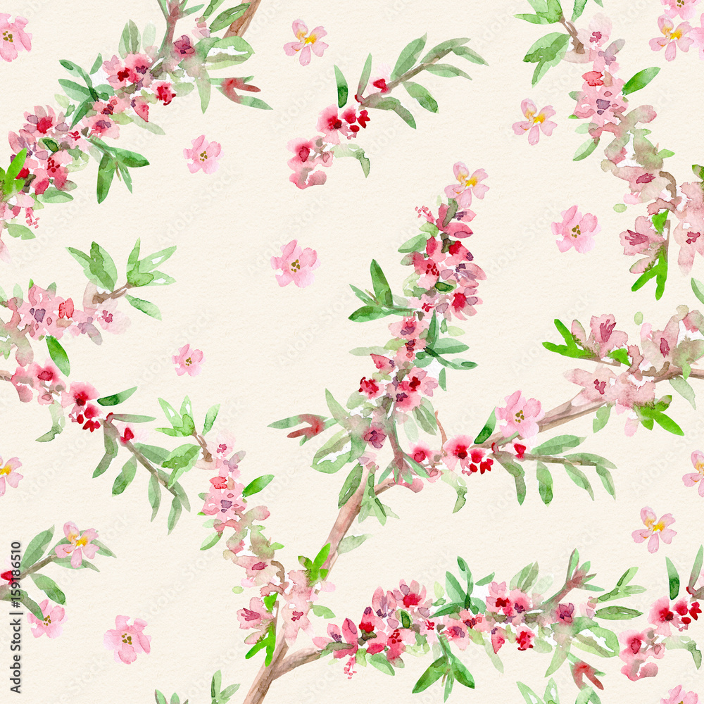 vintage floral seamless texture. watercolor painting
