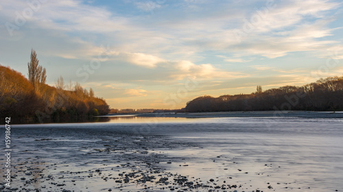 Sunset view on waimakariri river