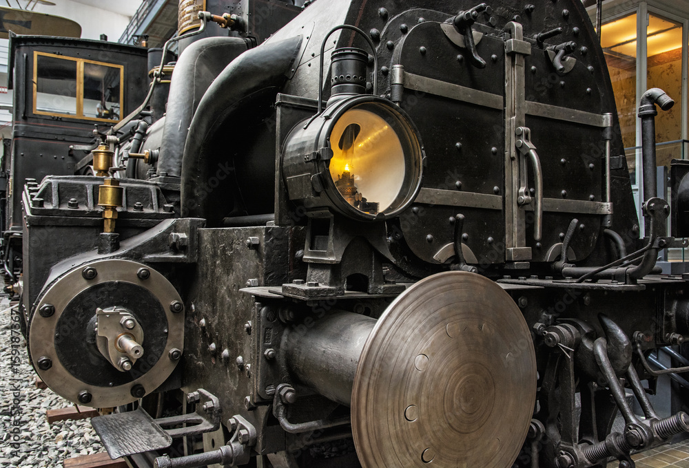 Naklejka premium Old steam locomotive in technical museum in Prague, Czech Republic