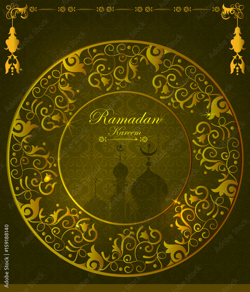 Decorated Islamic Arabic floral design for Ramadan Kareem background on Happy Eid festival