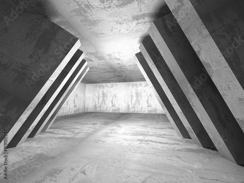 Dark basement empty room interior. Concrete walls