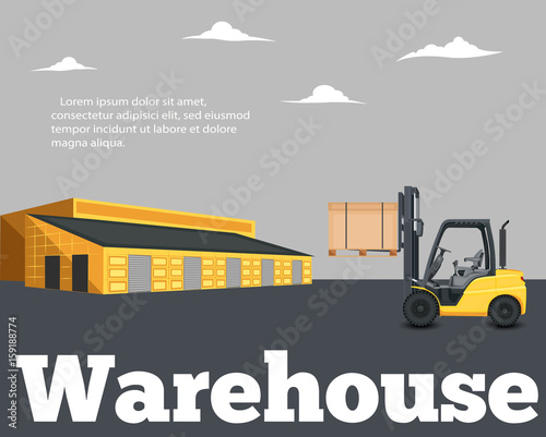 Warehouse banner with forklift truck