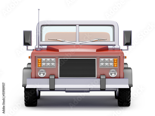 cartoon safari suv red front