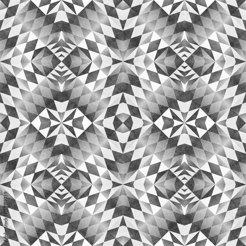Monochrome Tribal Seamless Pattern. Aztec Style Abstract Geometric Art Print.