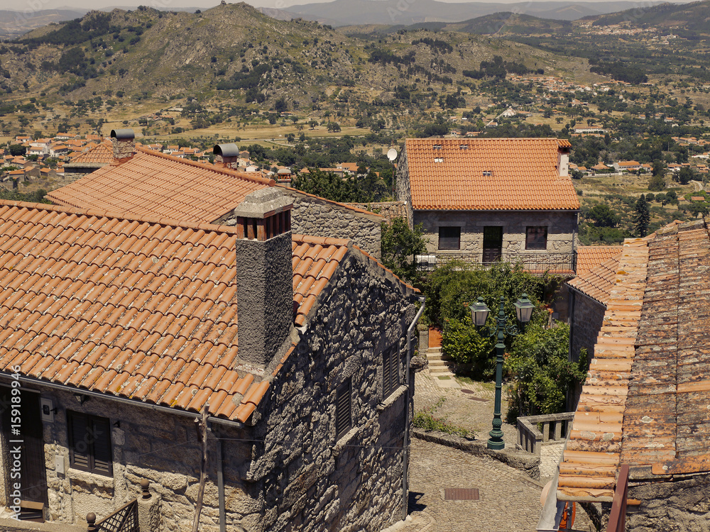 Obraz premium Village Monsanto in Portugal on sunset. Portuguese historic village.