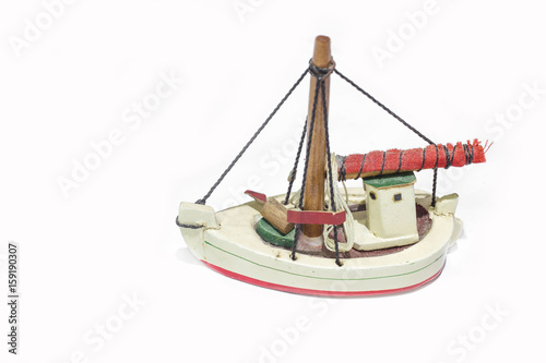 Ship antique model isolated on white background © nayladen