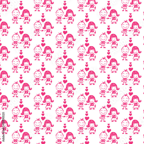 Pattern background wedding couple hand drawn