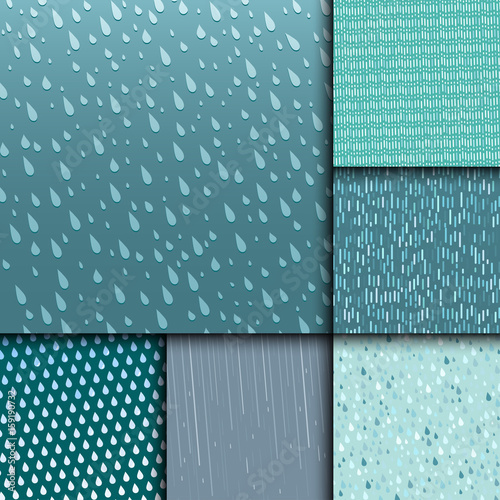 Seamless colorful rain drops pattern background vector water blue nature raindrop abstract illustration