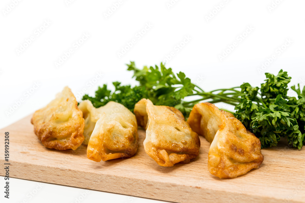 Chinese food Fried dumplings on plate Chinese food Fried dumplings on plate