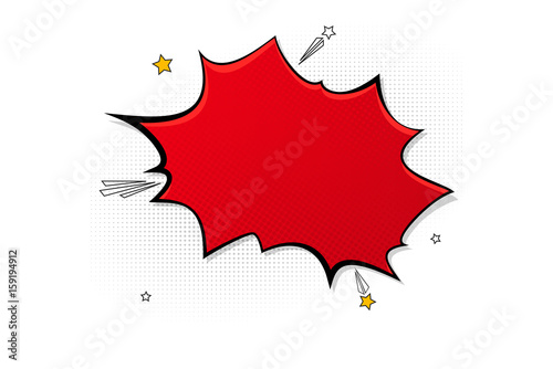 Pop art splash background, explosion in comics book style, blank layout template with halftone dots, cloud and beams isolated dots pattern on white backdrop. Vector template for ad, covers, posters.