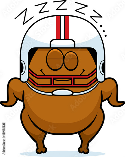 Cartoon Football Turkey Sleeping