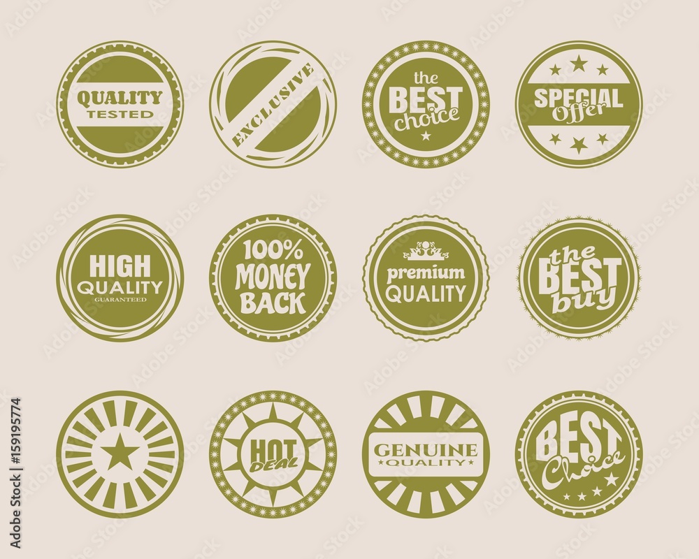 Stamps and stickers icons set. Kit collection of graphic design elements. Vector illustration. Stamps and stickers icons set. Kit collection of graphic design elements. Vector illustration.