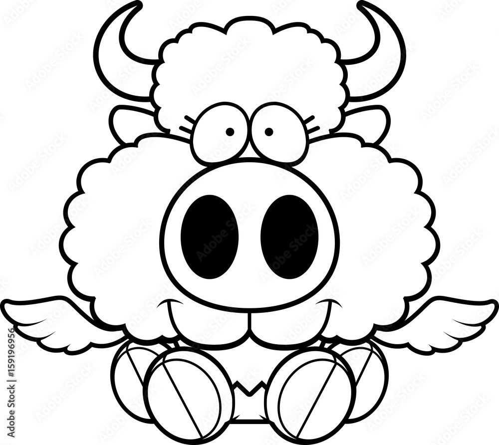 Fototapeta premium Cartoon Buffalo Wings Sitting
