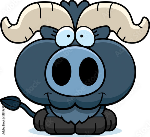 Cartoon Little Blue Ox Smiling