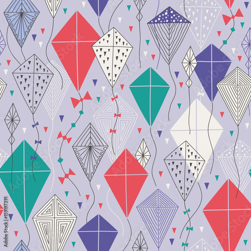 Seamless pattern with kites