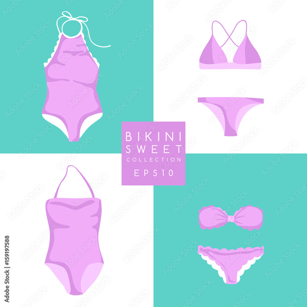 Set of Summer Swimsuit : Bikini Collection : Vector Illustration Set of Summer Swimsuit : Bikini Collection : Vector Illustration