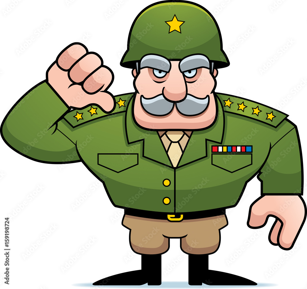 Cartoon Military General Thumbs Down Cartoon Military General Thumbs Down