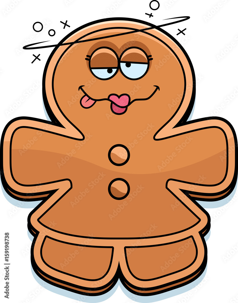 Naklejka premium Drunk Cartoon Gingerbread Woman