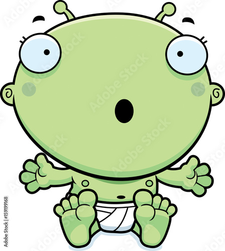 Cartoon Baby Alien Surprised