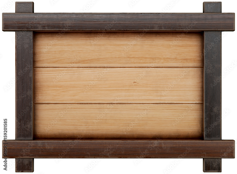 old wooden frame. isolated on white. 3d rendering old wooden frame. isolated on white. 3d rendering