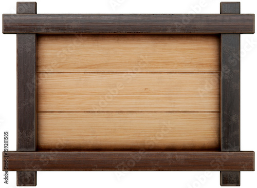 old wooden frame. isolated on white. 3d rendering