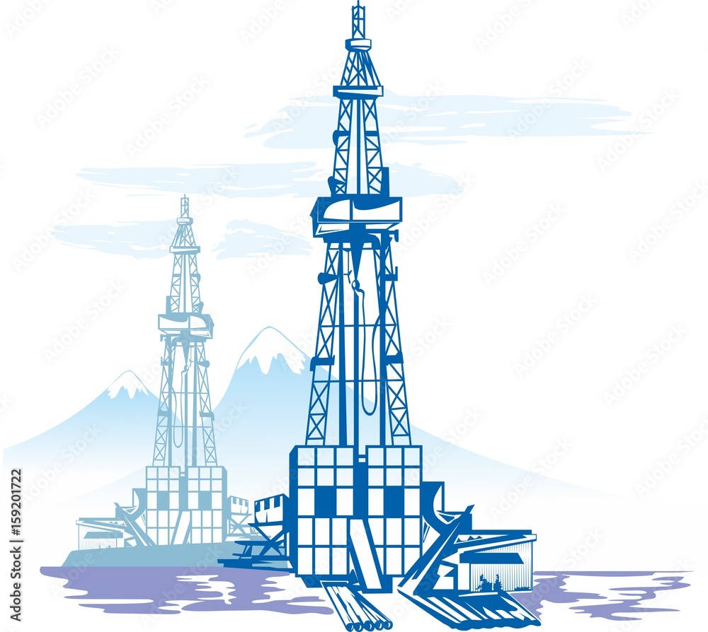 Oil and gas production, drilling rig Stock Vector | Adobe Stock