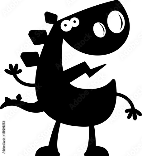 Cartoon Stegosaurus Silhouette Waving