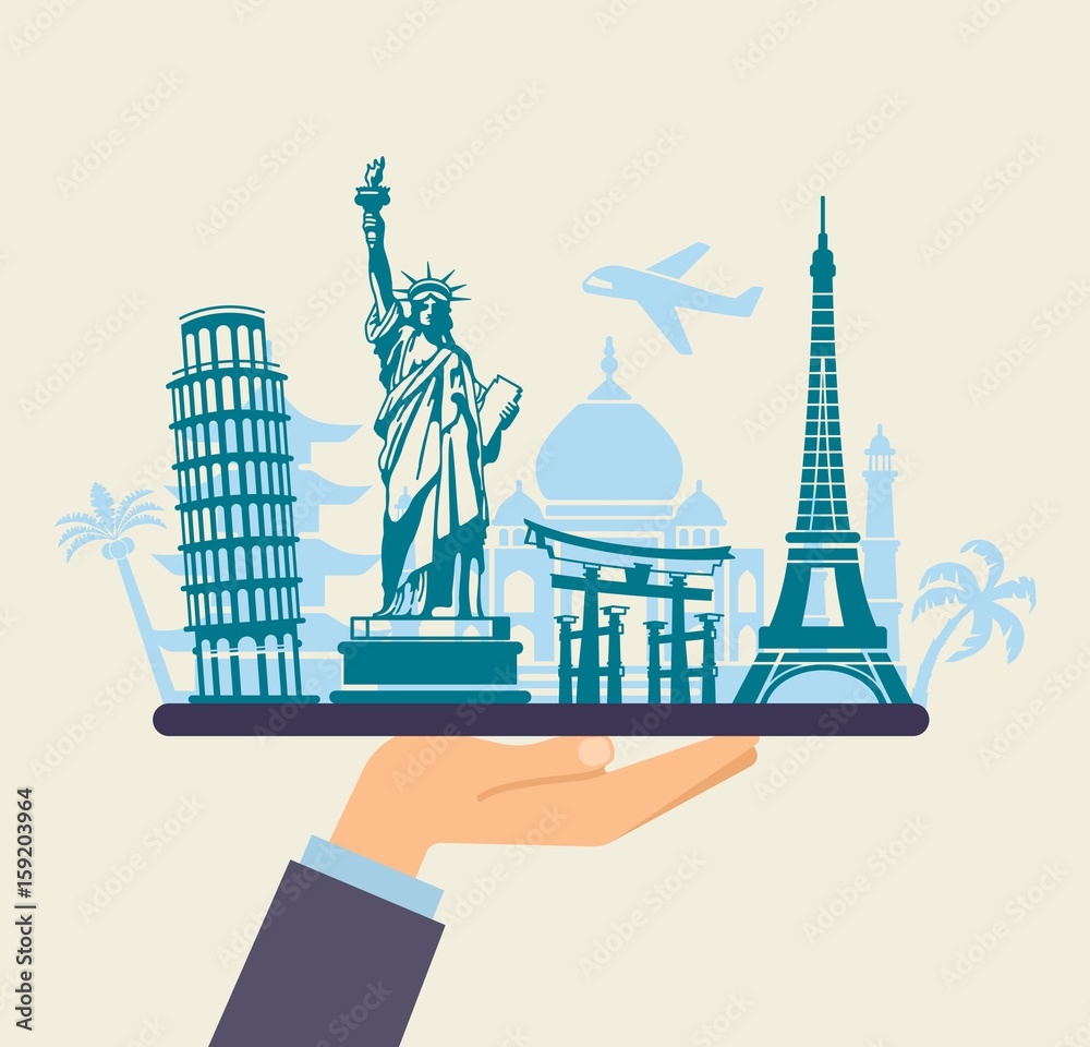 Fototapeta premium Conceptual symbol of traveling around the world