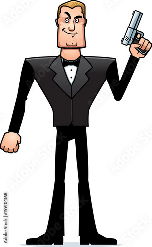 Cartoon Spy in Tuxedo Standing