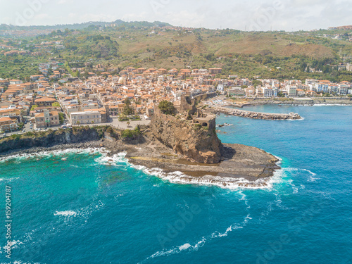 View from top, castle of Aci Castello, Catania, Sicily - Italy