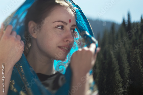 European girl in Sari