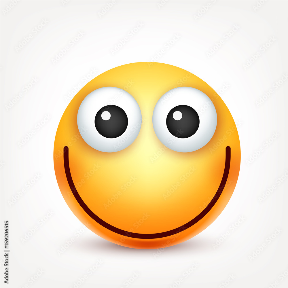 Smiley,emoticon. Yellow face with emotions. Facial expression. 3d realistic emoji. Funny cartoon character.Mood. Web icon. Vector illustration. Smiley,emoticon. Yellow face with emotions. Facial expression. 3d realistic emoji. Funny cartoon character.Mood. Web icon. Vector illustration.