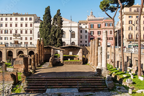 Rome travel destination. Largo di Torre Argentina sacred place in old town of Rome, Italy