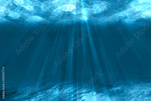 Underwater background, sun light from surface, vector
