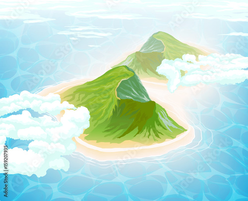Island in Ocean. Aerial view.