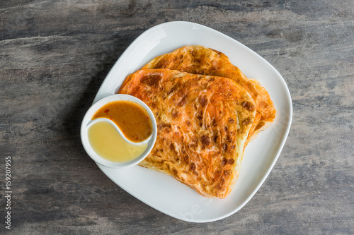 Indian Roti Prata with Condensed milk and Curry Sauce
