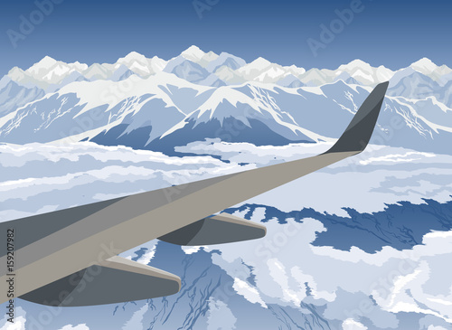 Landscape with mountains, view from airplane