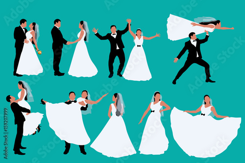 two colored wedding silhouettes