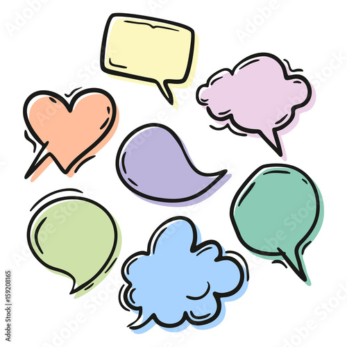 2 Set of blank colorful speech bubbles of different shapes Bright colors for expressive words