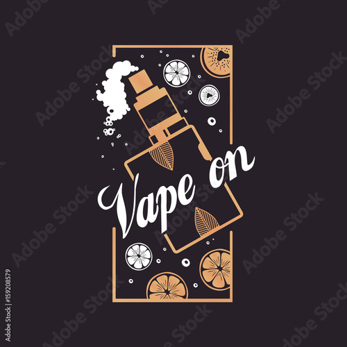 Logo vape on with smoke and fruit.