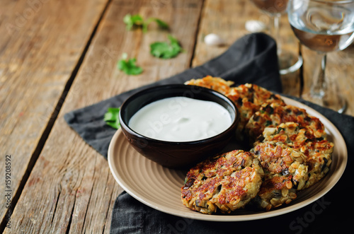 Eggplant cheese cilantro oats fritters