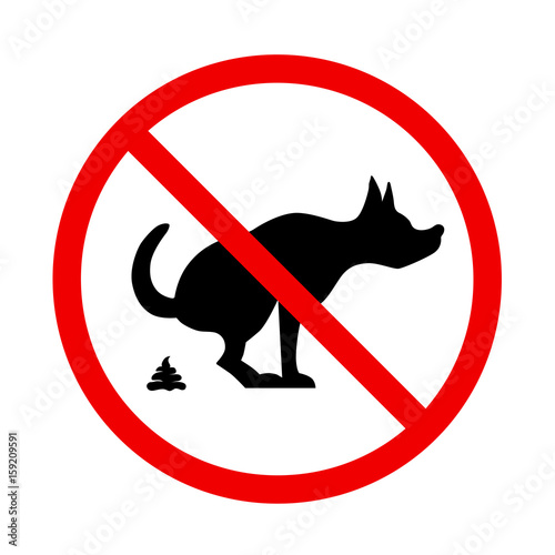 No dog poop sign. Shitting is not allowed. No poo poo. Vector stock illustration