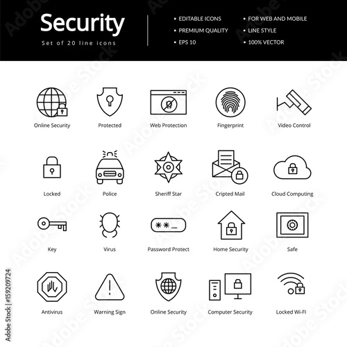 Security Line Icons.
